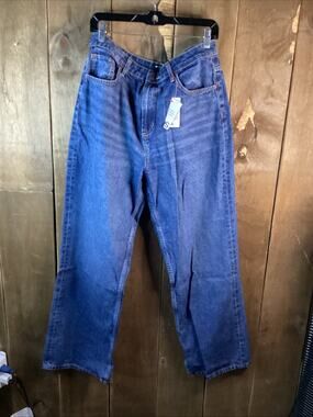 ASOS Design High Waist Wide Leg Dad Jeans In Dark Size 32x32
